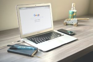 laptop on Google homescreen